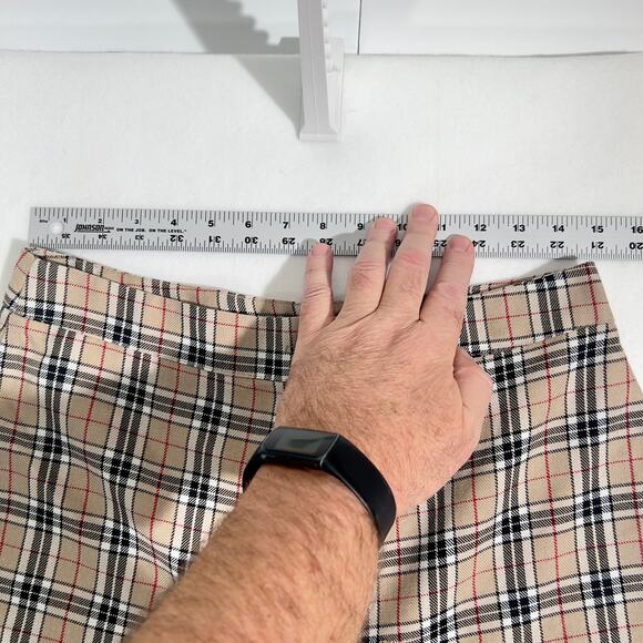 Nasty Gal Collection Pants Woman's 10 Tan Black Red Check Cuffed Legs - Picture 7 of 11